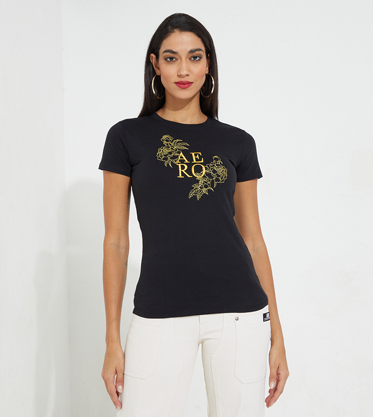 Aero Girls Embroidered Logo Regular Fit T-Shirt