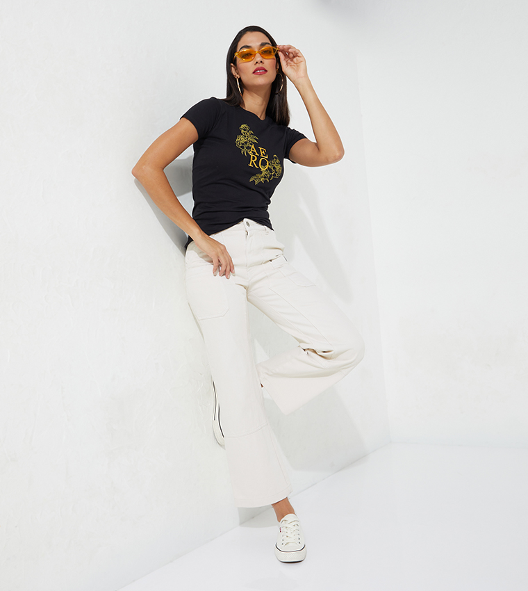 Aero Girls Embroidered Logo Regular Fit T-Shirt