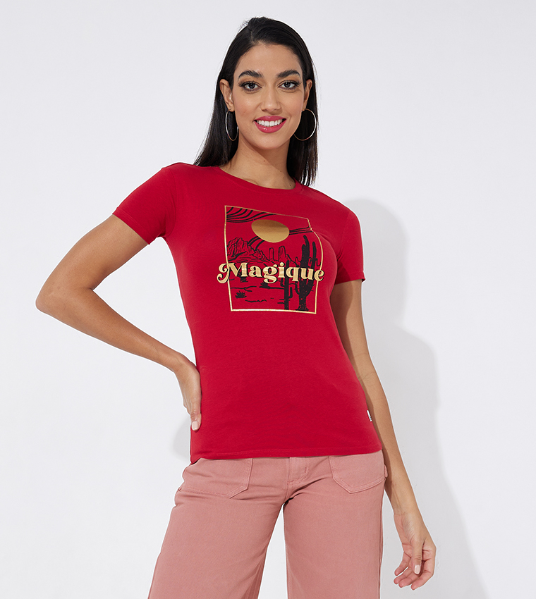 Aero Girl's Regular Fit Printed T-Shirt