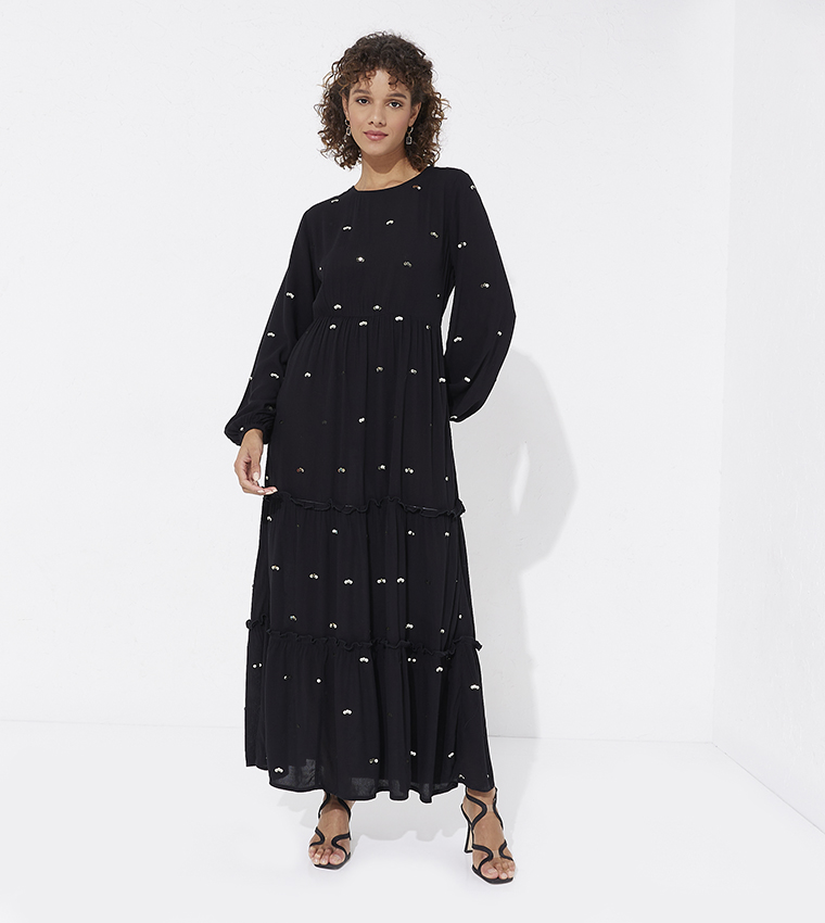 Buy Aeropostale Aero Girl s Sequins Detail Maxi Dress In Black 6thStreet Saudi Arabia