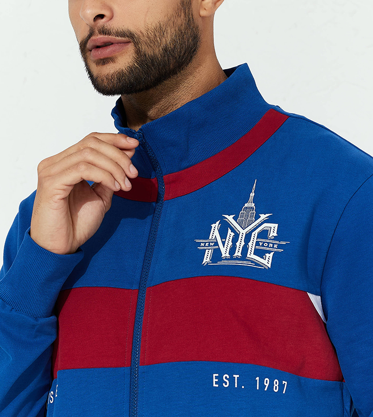 Aero Guys Color Block Jacket With Front Zipper