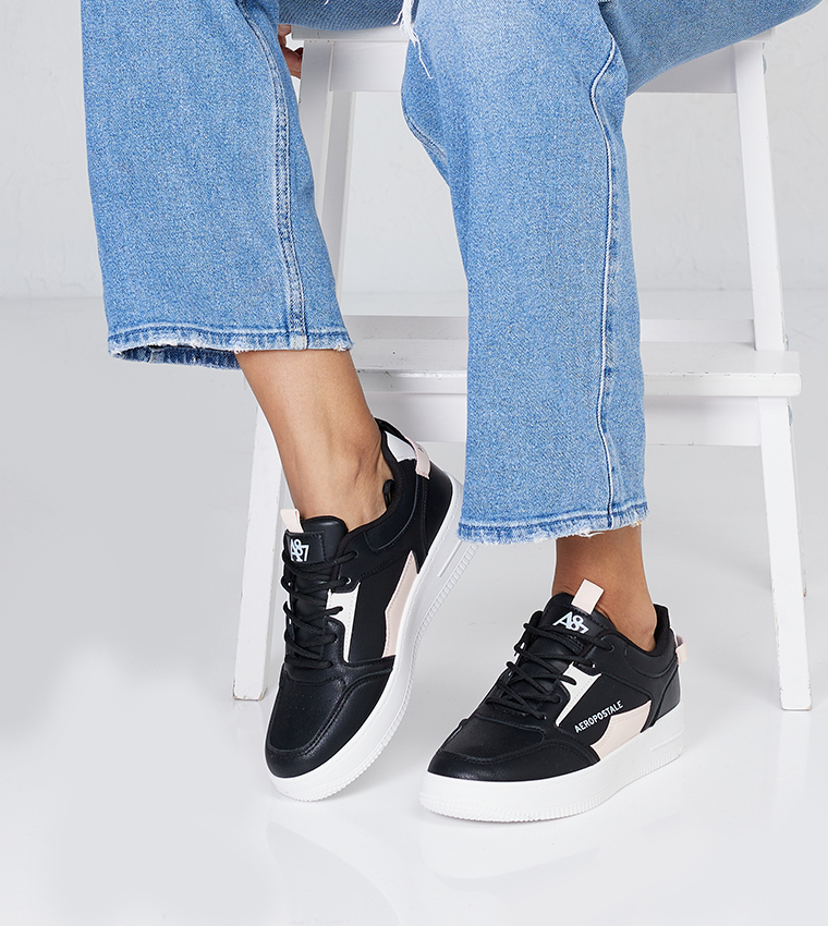 Buy Aeropostale Aero Girls Color Block Lace Up Sneakers In Black