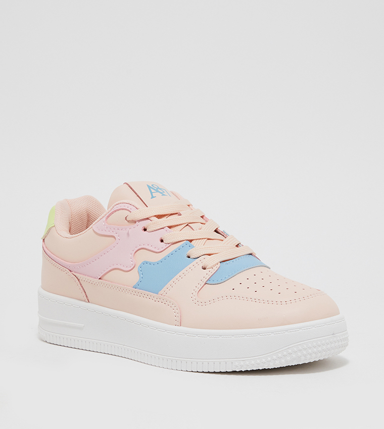 Pink lace up sneakers new arrivals