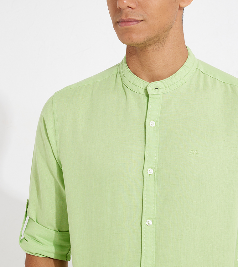 Aero Guys Roll-Up Sleeves Linen Shirt