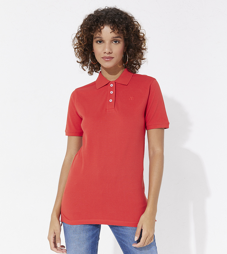 Orange polo shirt women hotsell