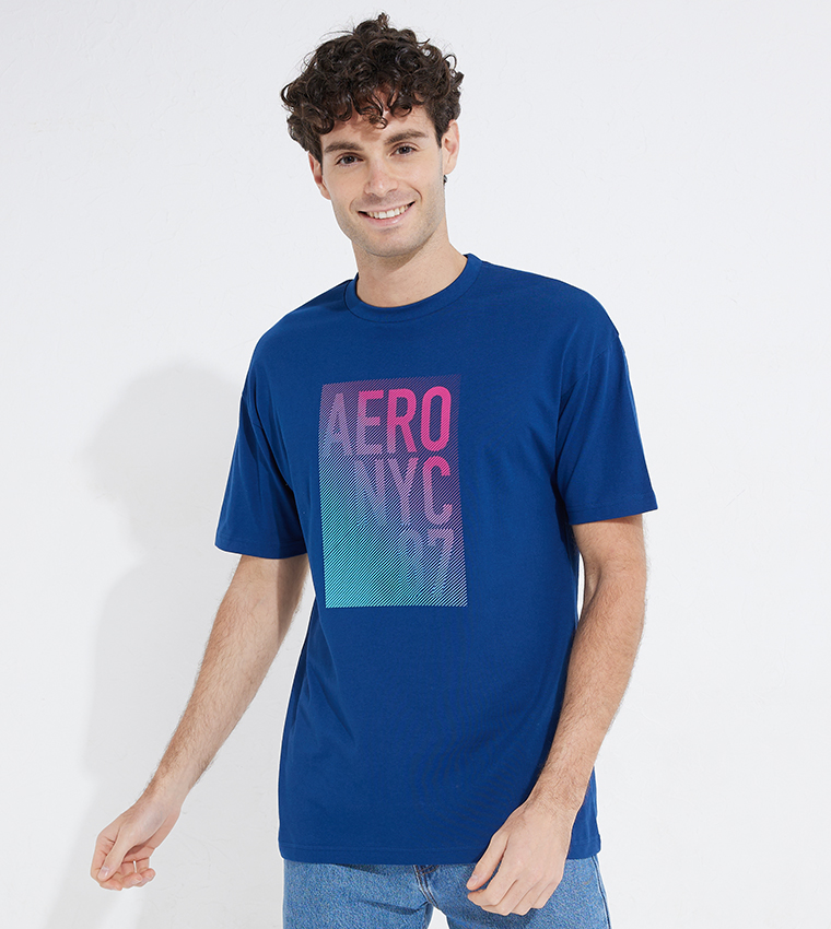 Buy Aeropostale Aero Men s Printed Crew Neck T Shirt In Blue