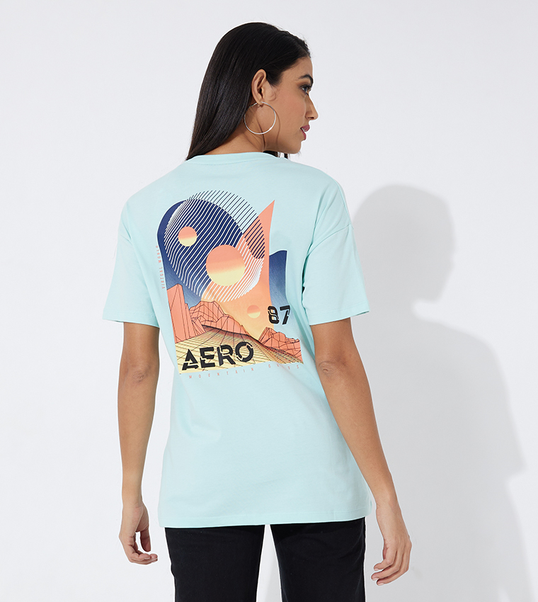 Aero Girl's Front And Back Printed Oversized T-Shirt
