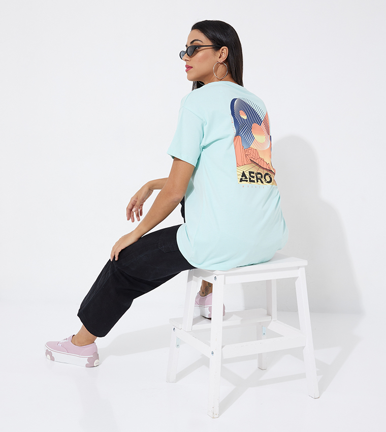 Aero Girl's Front And Back Printed Oversized T-Shirt