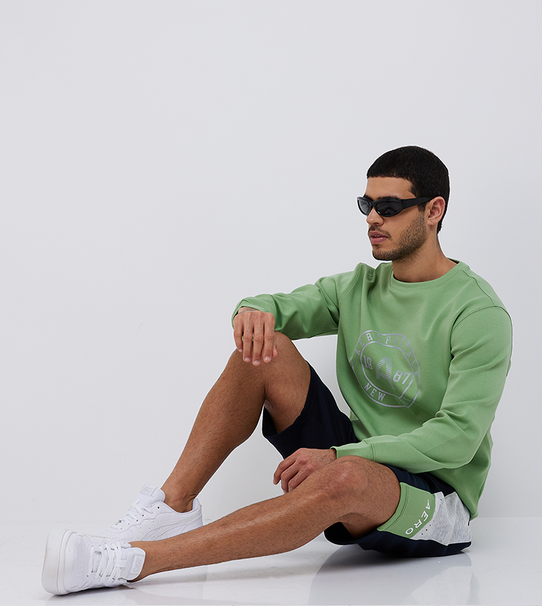AERO Color Block Drawstring Waist Shorts