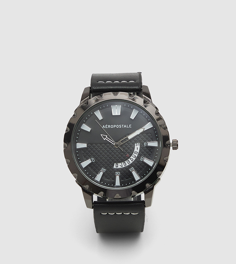 Aero Leather Strap Round Dial Analog Watch