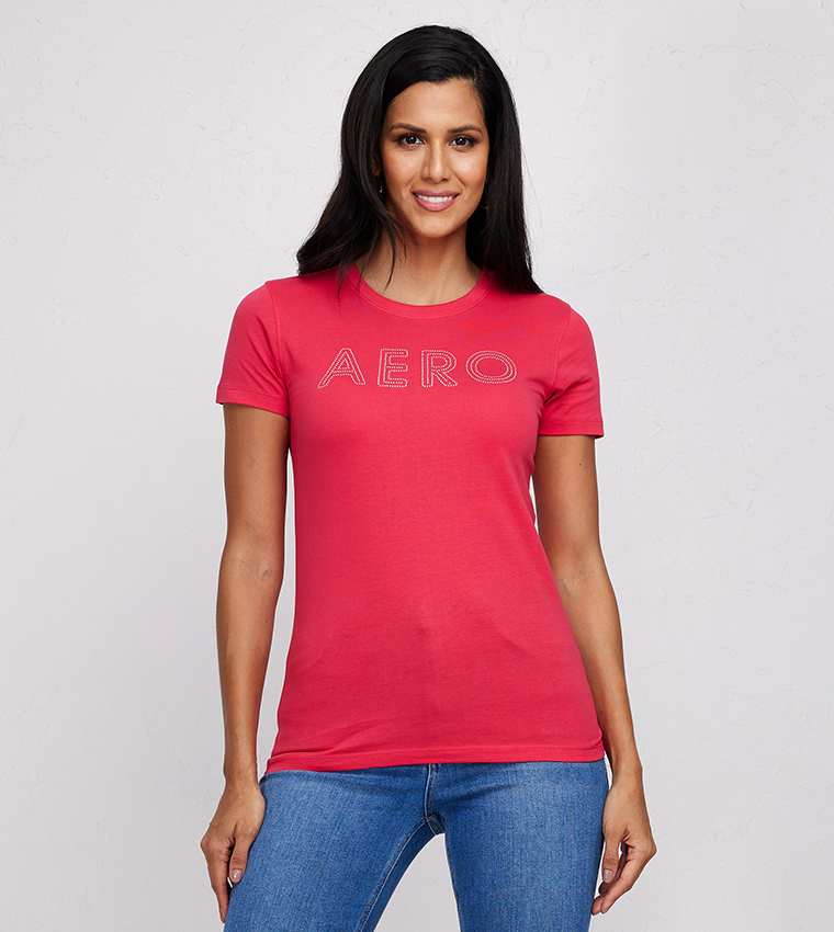 Buy Aeropostale Aero Girls Logo Detail Regular Fit T Shirt In Pink