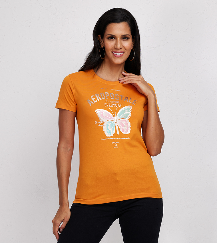 Aero Girls Printed Regular Fit T-Shirt 