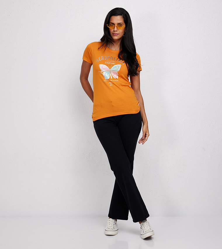 Aero Girls Printed Regular Fit T-Shirt 