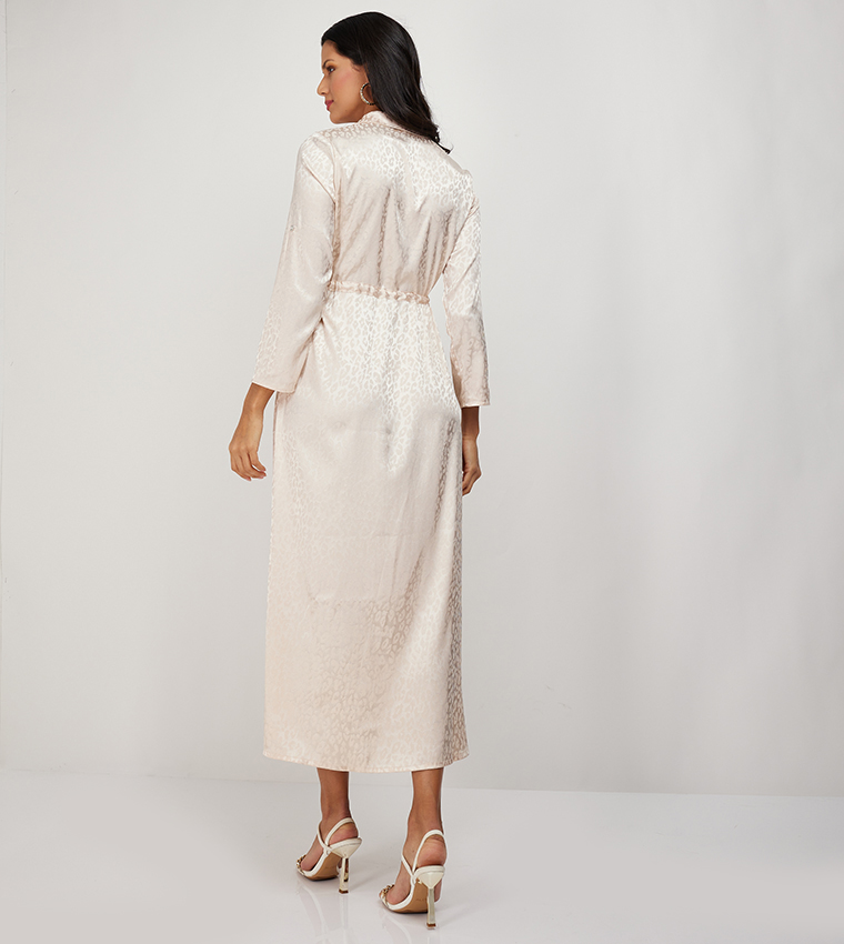 Aero Animal Patterned Satin Shirt Dress