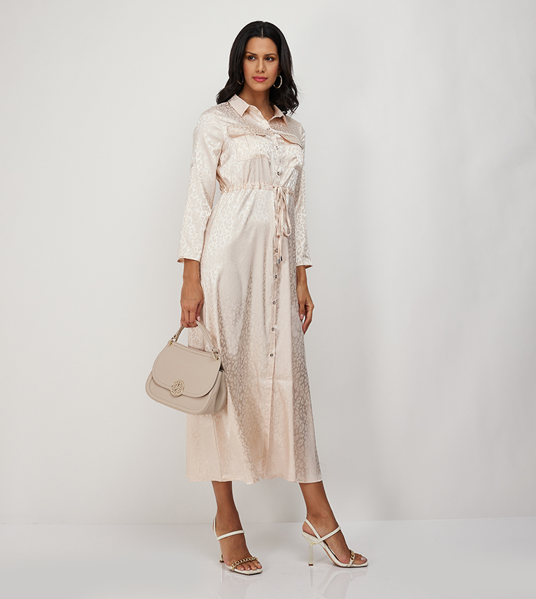 Aero Animal Patterned Satin Shirt Dress