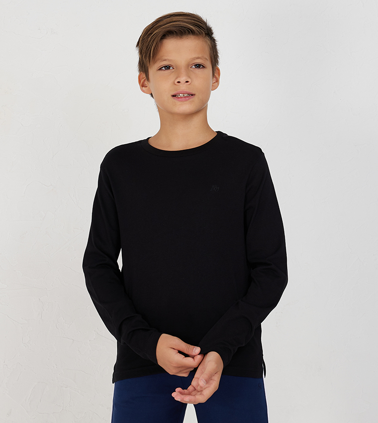 Boys black long sleeve top store