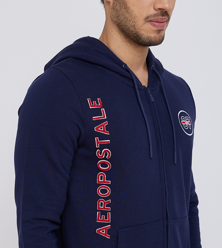 Buy Aeropostale AERO Logo Printed Zip Through Hooded Jacket In Blue 6thStreet Bahrain