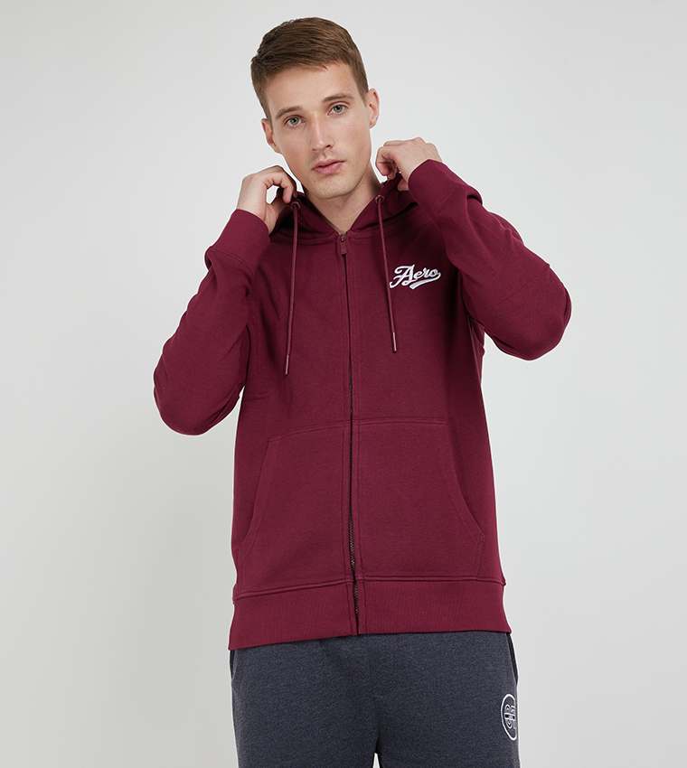 Buy Aeropostale Aero Men s Logo Embroidered Hoodie In Burgundy 6thStreet Kuwait