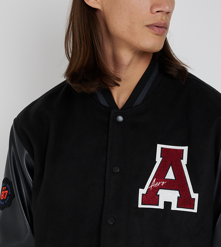 Buy Aeropostale Aero Men s Varsity Jacket In Black 6thStreet Qatar