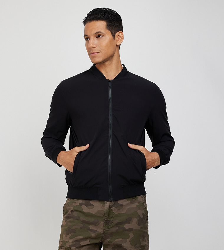 Buy Aeropostale Aero Men's Solid Bomber Jacket In Black | 6thStreet ...