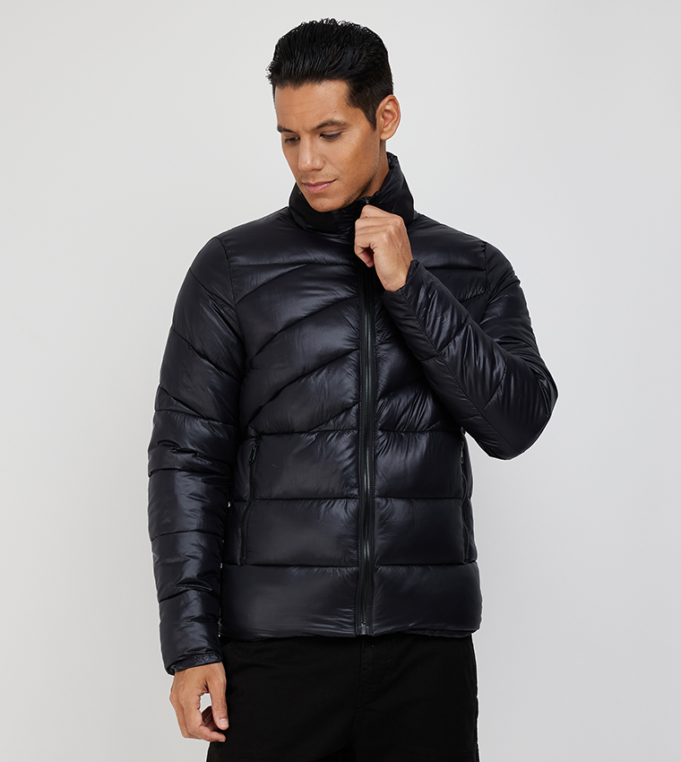 Buy Aeropostale Aero Men s Solid Quilted Jacket In Black 6thStreet Oman