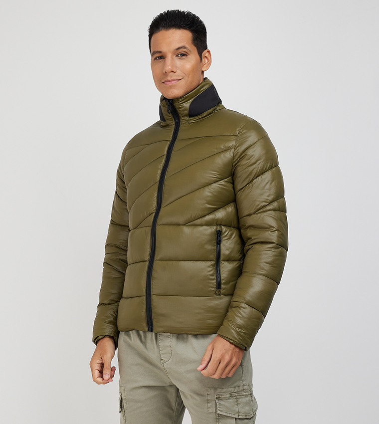 Buy Aeropostale Aero Men s Solid Quilted Jacket In Olive 6thStreet Bahrain