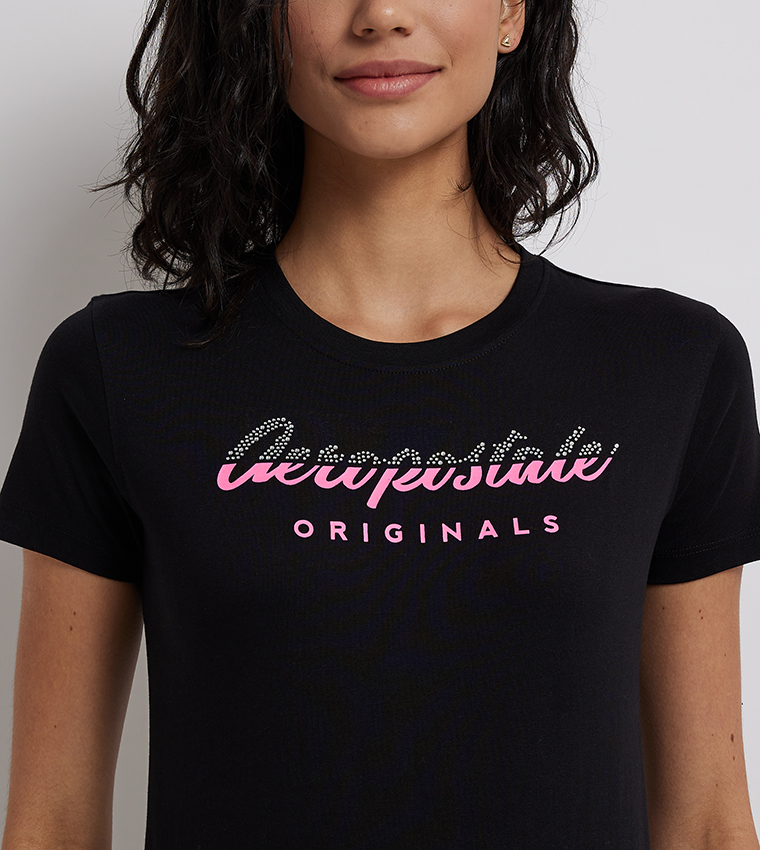 Buy Aeropostale Aero Women Printed T Shirt In Black 6thStreet Bahrain