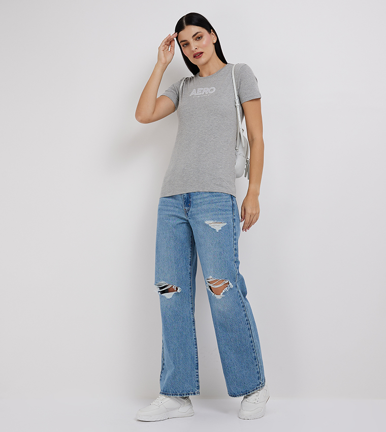 Aero Women Logo Printed Short Sleeves Top