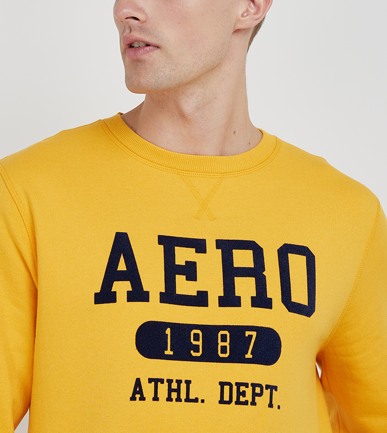 Buy Aeropostale Aero Men s Logo Printed Sweatshirt In Yellow 6thStreet Saudi Arabia