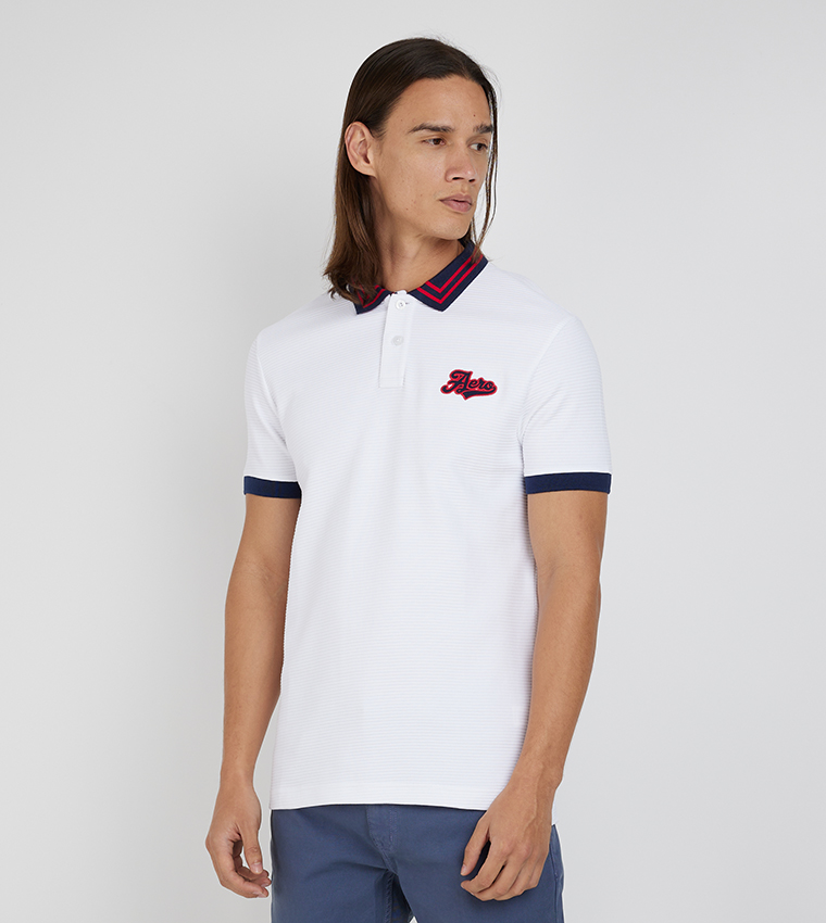 Buy Aeropostale Aero Men s Logo Embroidered Polo T Shirt In White 6thStreet Bahrain