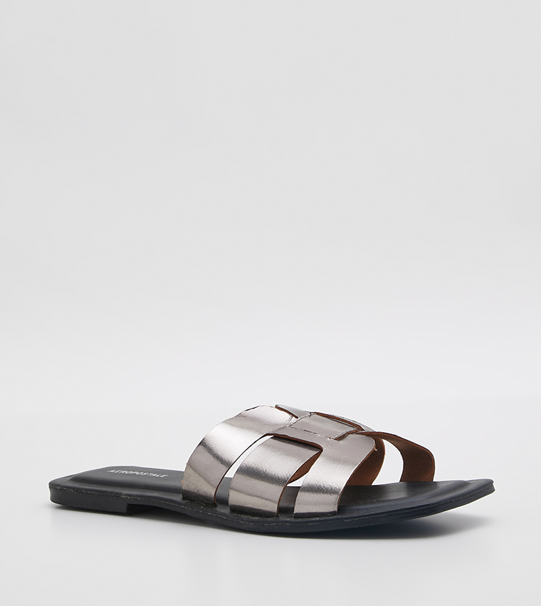 Buy Aeropostale Cut Out Flat Sandals In Silver 6thStreet Saudi