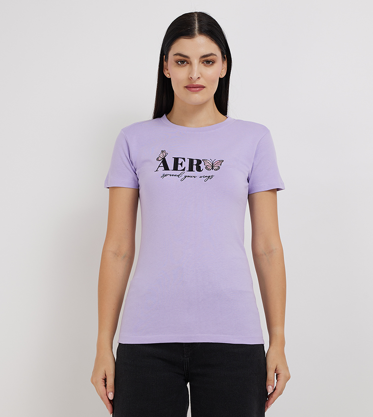 Aero Women Embroidered Short Sleeves Top