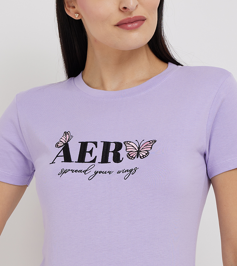 Aero Women Embroidered Short Sleeves Top