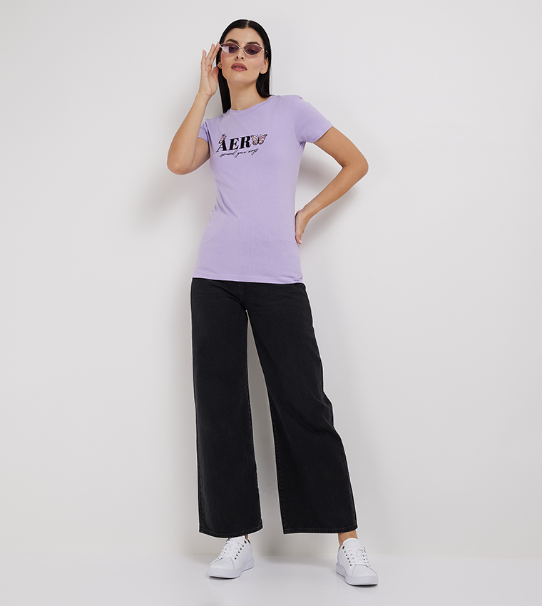 Aero Women Embroidered Short Sleeves Top