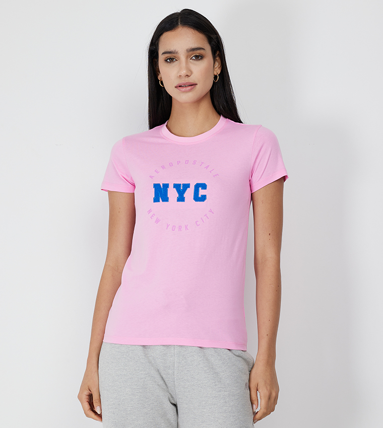 Buy Aeropostale Aero Women Printed Regular Fit T Shirt In Pink 6thStreet Oman