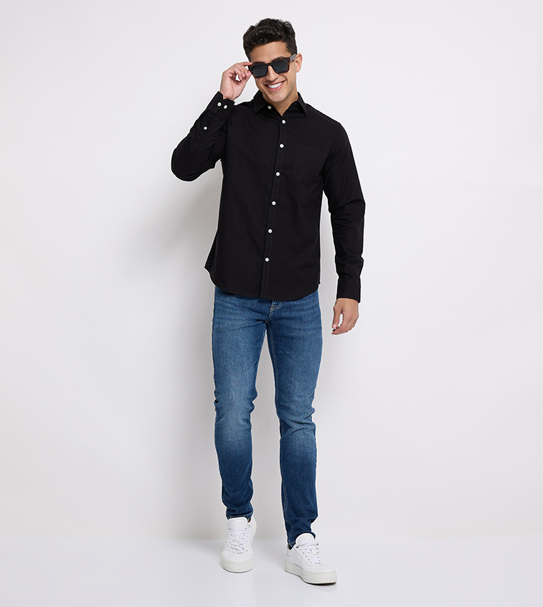 Aero Men's Solid Long Sleeves Shirt