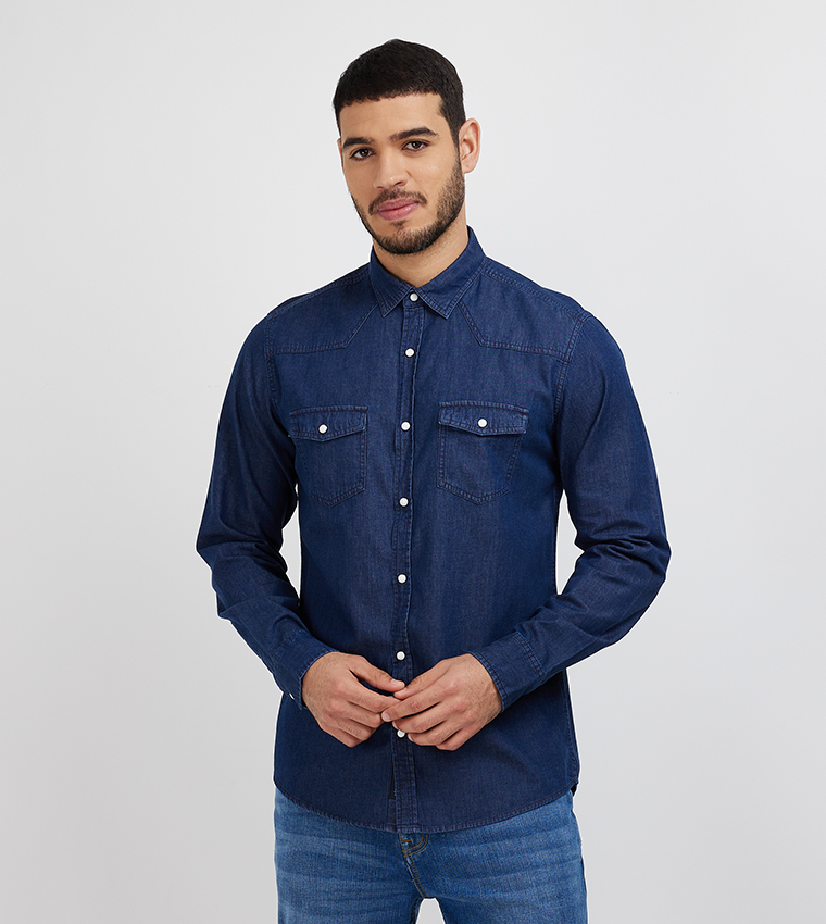 Aero Men's Long Sleeves Denim Shirt