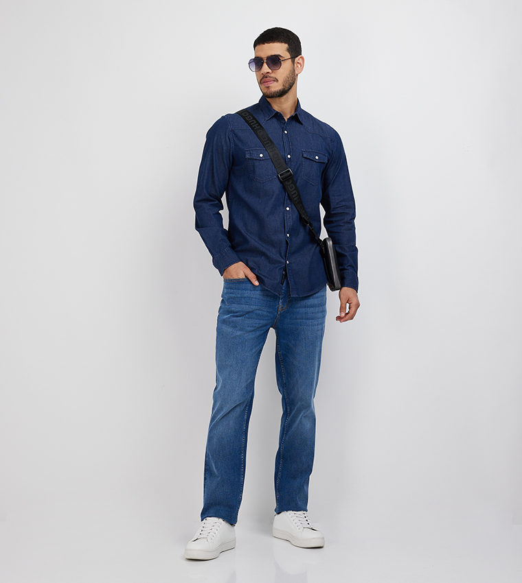 Aero Men's Long Sleeves Denim Shirt