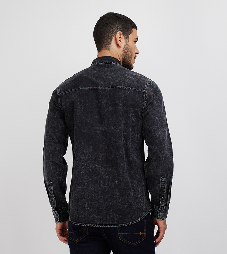 Mens long sleeve jean shirt hotsell