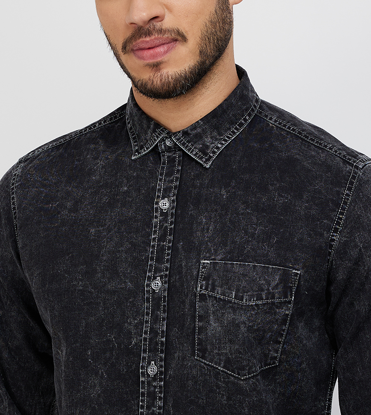 Grey sale denim shirts