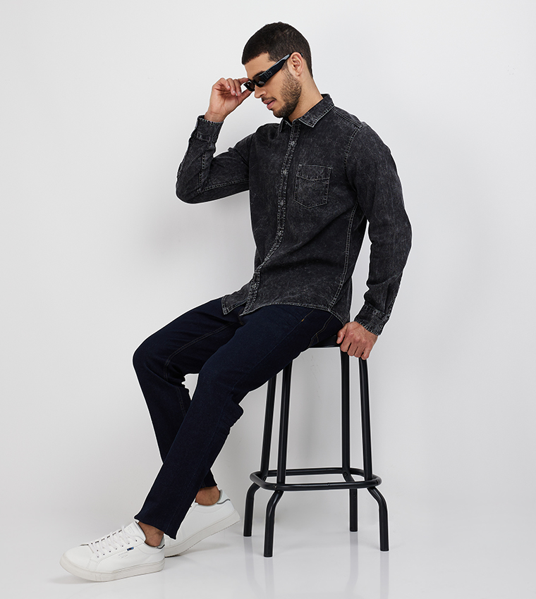 Aero Men's Solid Slim Fit Jeans