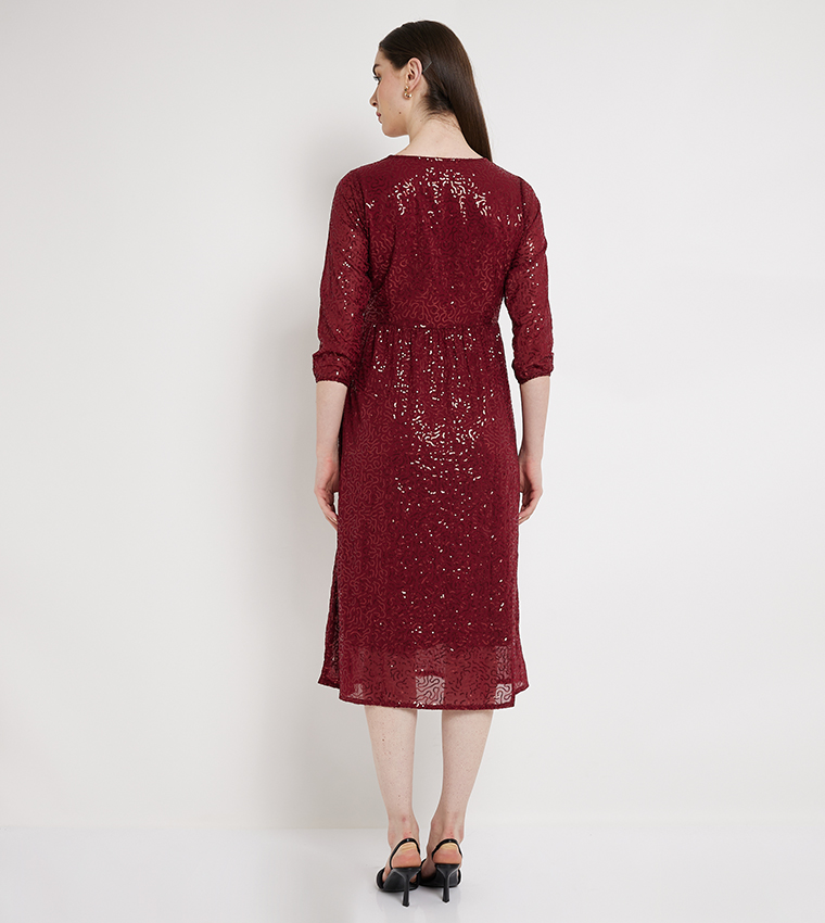 Buy Aeropostale Aero Women Sequined Midi Dress In Red | 6thStreet Bahrain