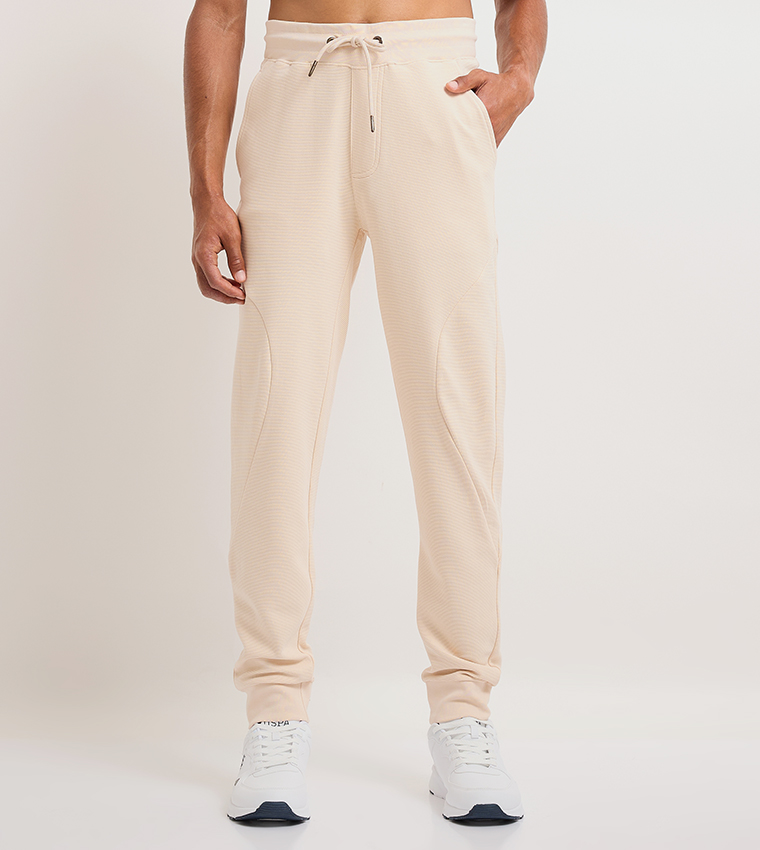 Aero Men's Ribbed Drawstring Waist Joggers