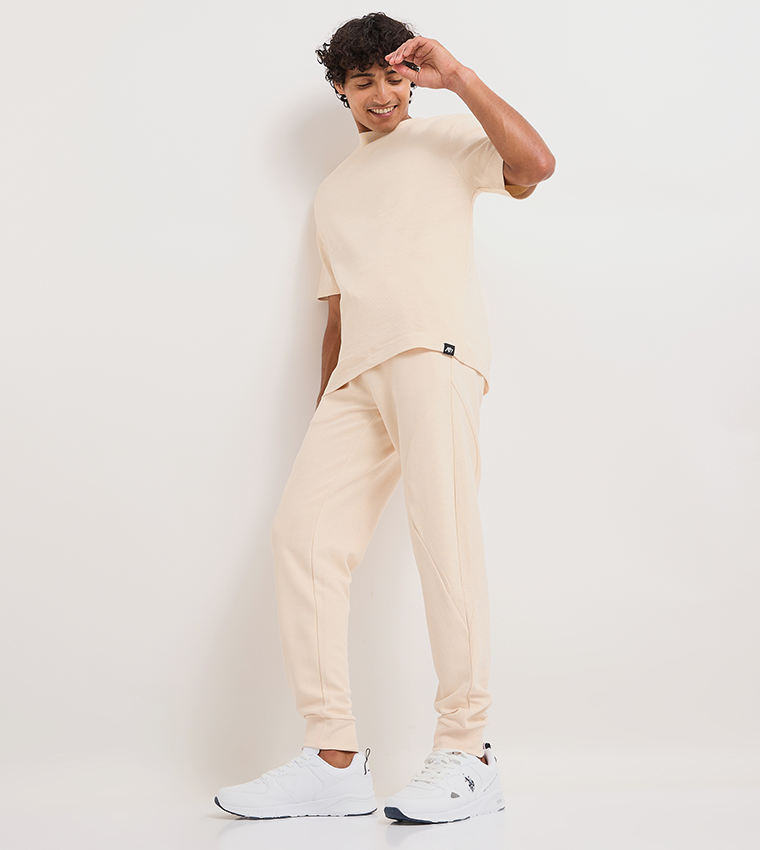 Aero Men's Ribbed Drawstring Waist Joggers