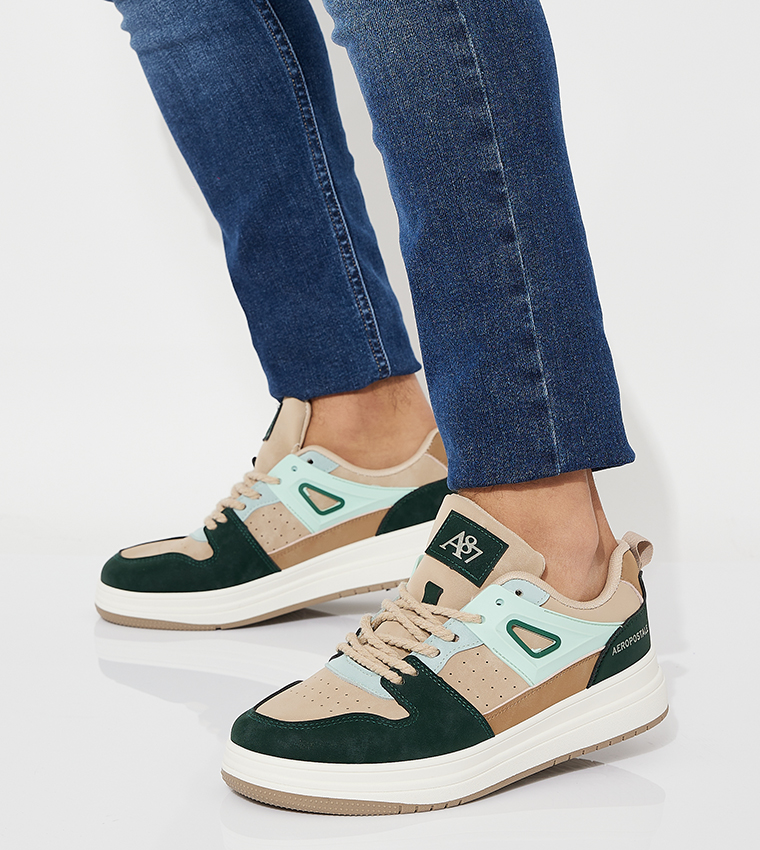 Aero Men's Color Block Lace-Up Sneakers