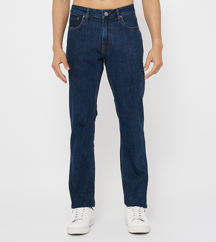 Aero Men's Washed Straight Fit Jeans