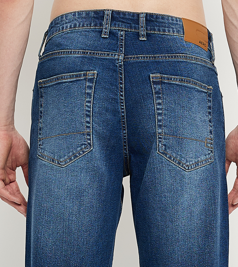 Aero Men's Ripped Straight Fit Jeans