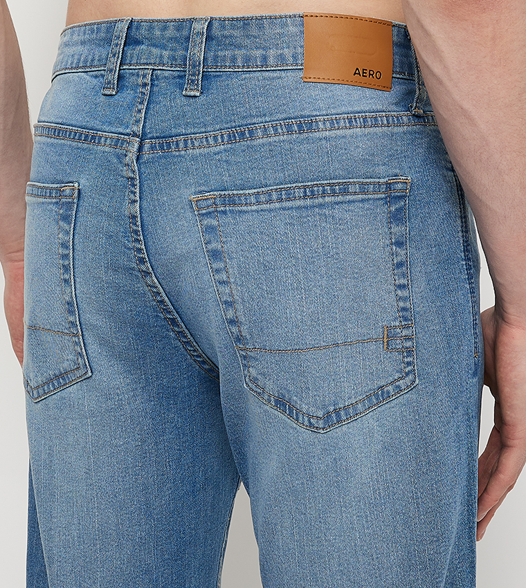 Aero Men's Ripped Straight Fit Jeans