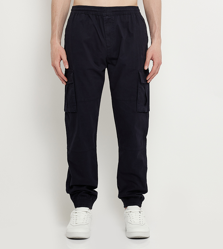 Buy Aeropostale Aero Men's Solid Cargo Jogger Pants In NAVY BLUE