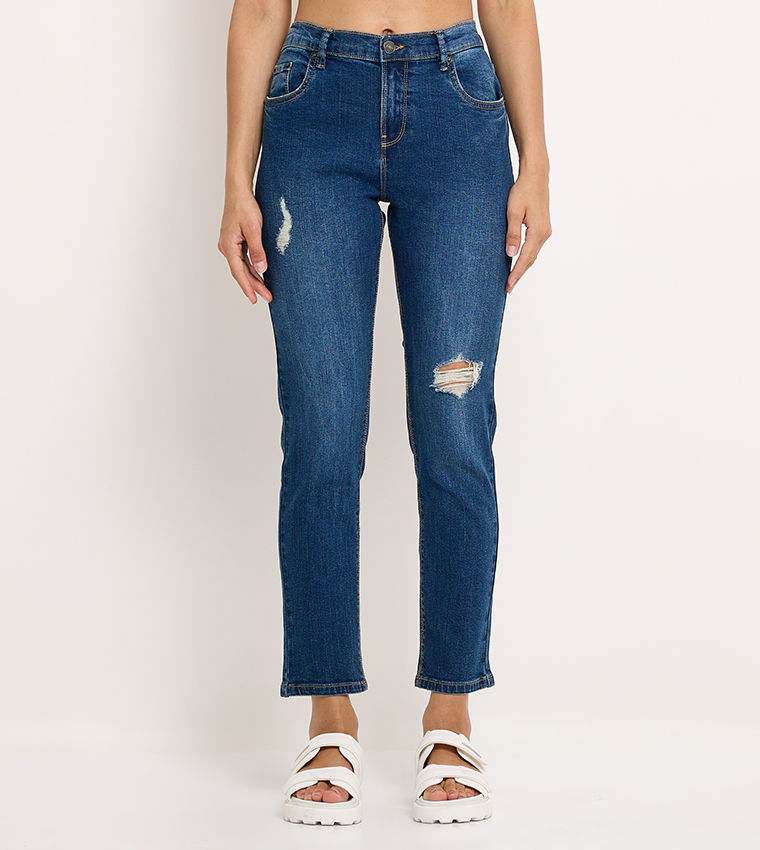 Aero Women's Ripped Boyfriend Fit Jeans